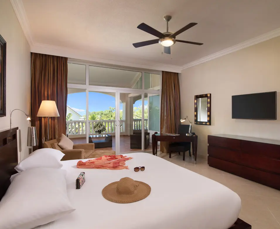 Modern hotel room featuring elegant decor