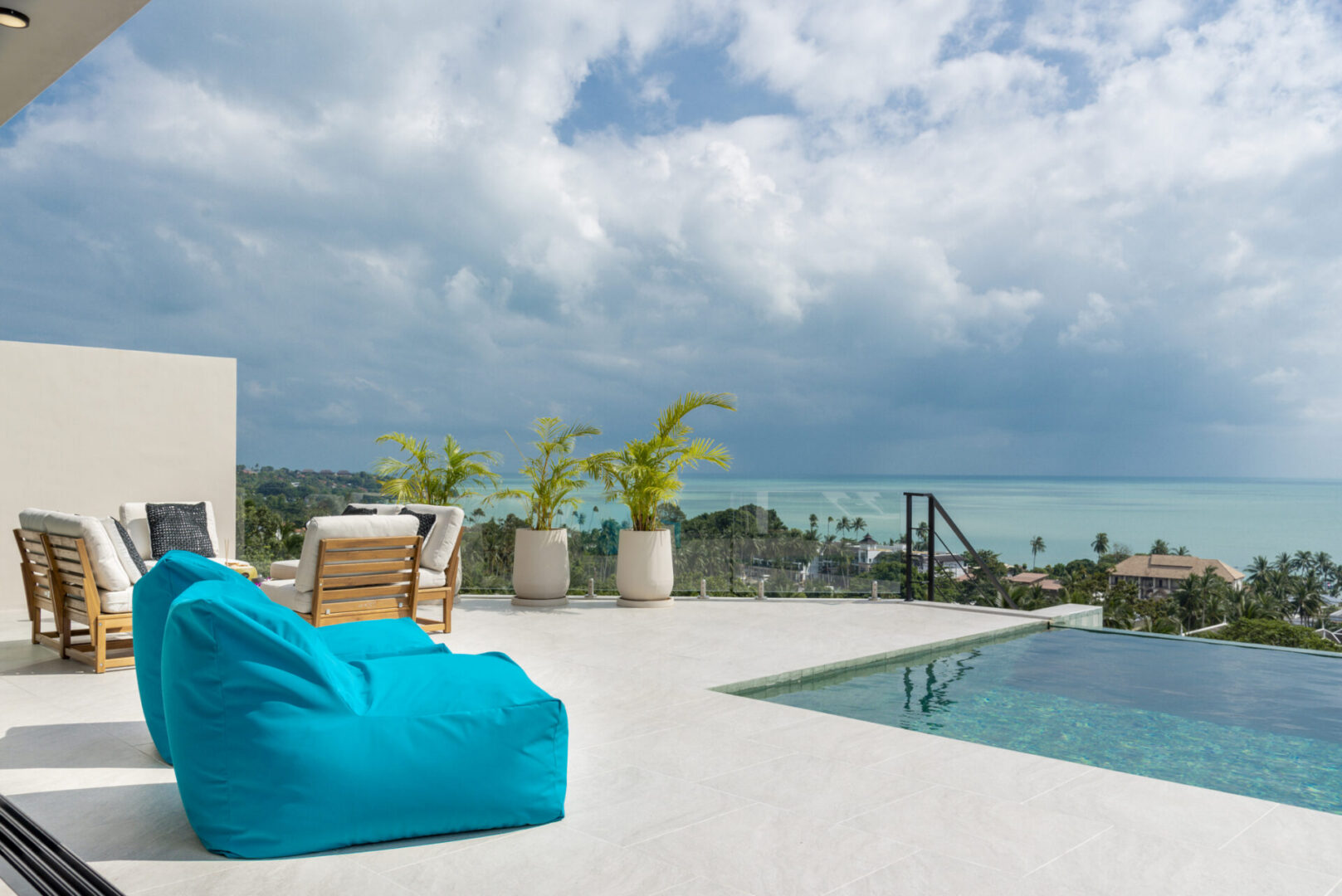 Luxurious terrace overlooking the sea