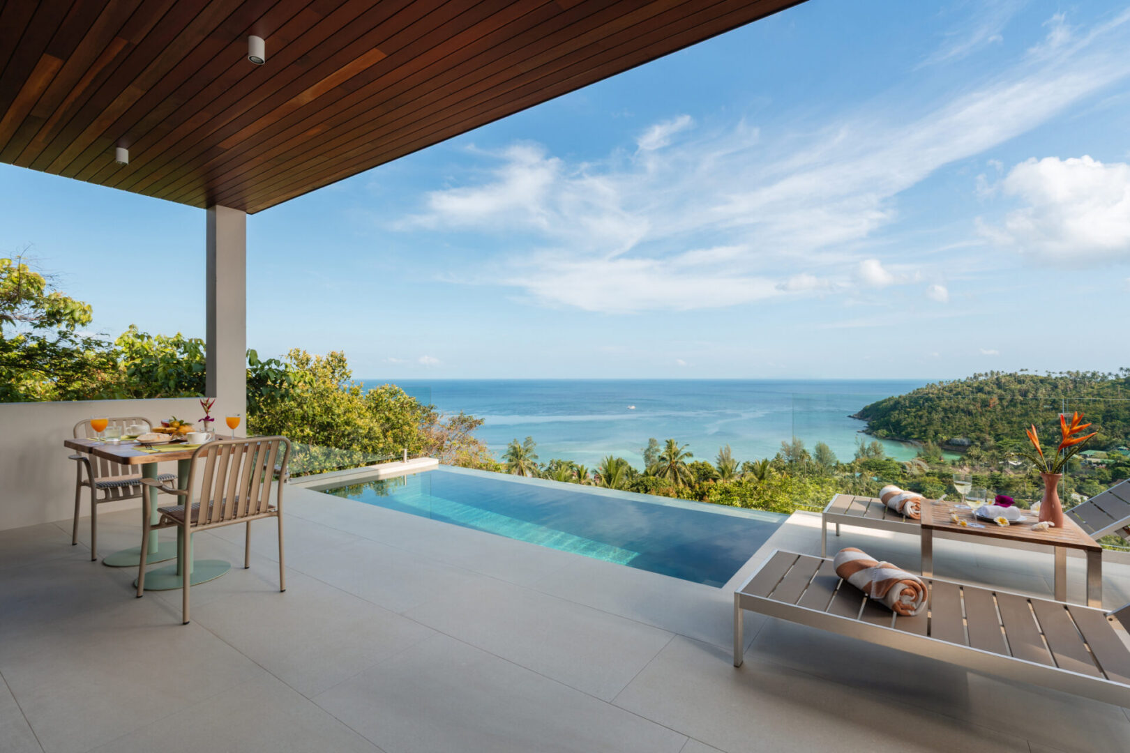 Scenic coastal view from modern patio
